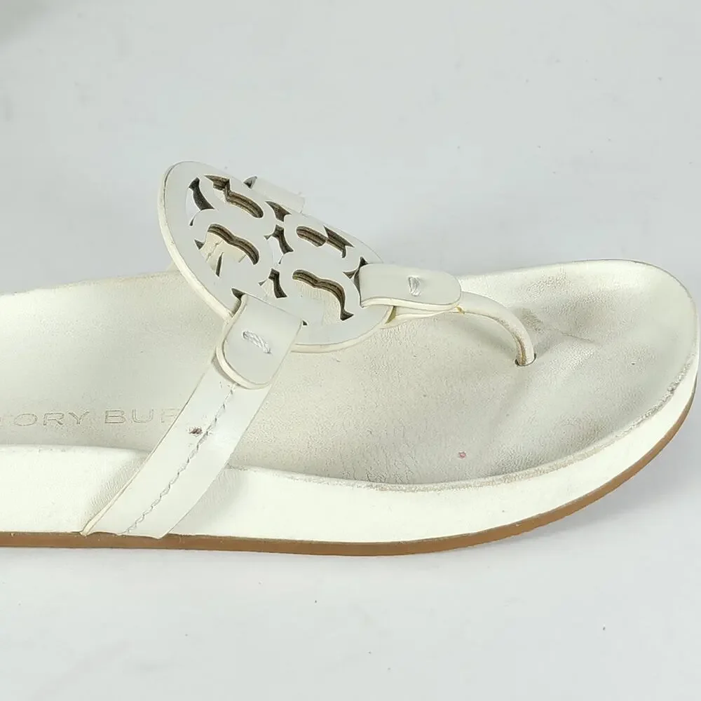 Tory Burch Miller Cloud Women's US5,5 New Ivory Leather Flat Thong Sandals